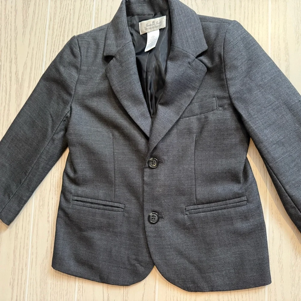 Janie and Jack Toddler Boys Size‎ 3T Gray Wool Herringbone Blazer Formal Jacket